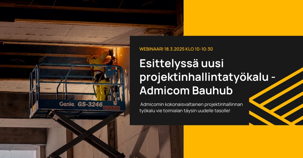 webinaarikoonti -sivu Esittelyssä uusi projektinhallintatyökalu - Admicom Bauhub 